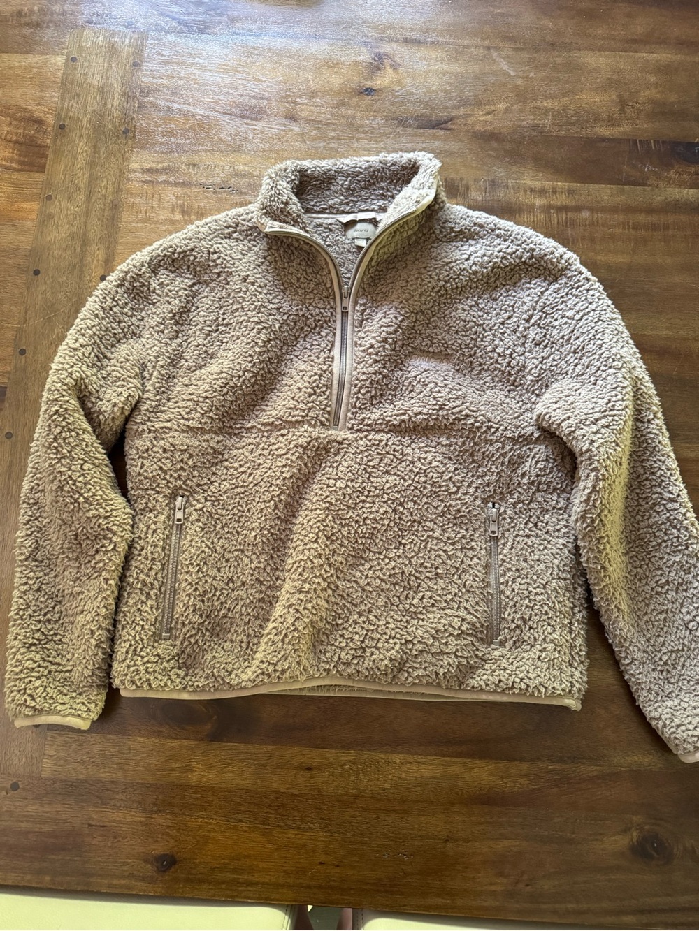 SKIMS Women's Taupe Sherpa Half-Zip Pullover Size XS